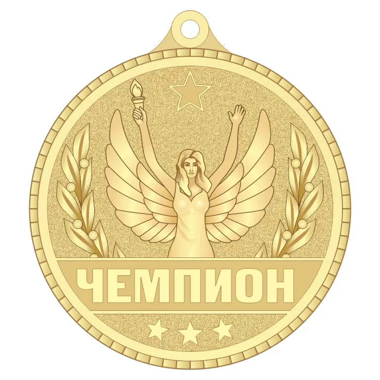 Реальное фото Медаль MZP 309-55/G "Чемпион" (D-55мм, s-2мм) латунь от магазина СпортЕВ