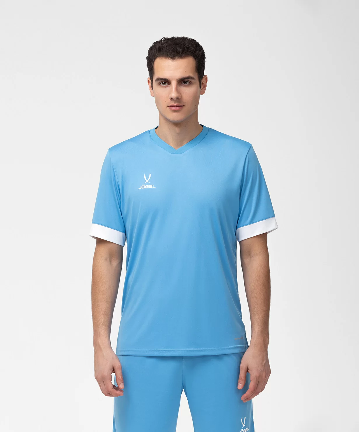 Реальное фото Футболка игровая JÖGEL DIVISION PerFormDRY Union Jersey, голубой/белый/белый от магазина Спортев