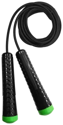 Скакалка 3 м Fortius трос ПВХ, ручки пластиковые с зелеными заглушками F210401-3BE/LG