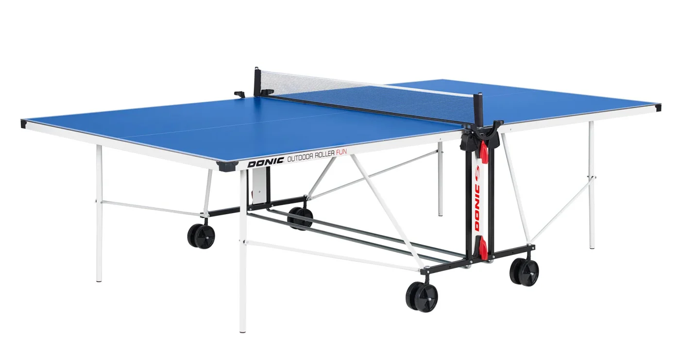 Реальное фото Теннисный стол DONIC OUTDOOR ROLLER FUN BLUE с сеткой 4мм 230234-B от магазина Спортев