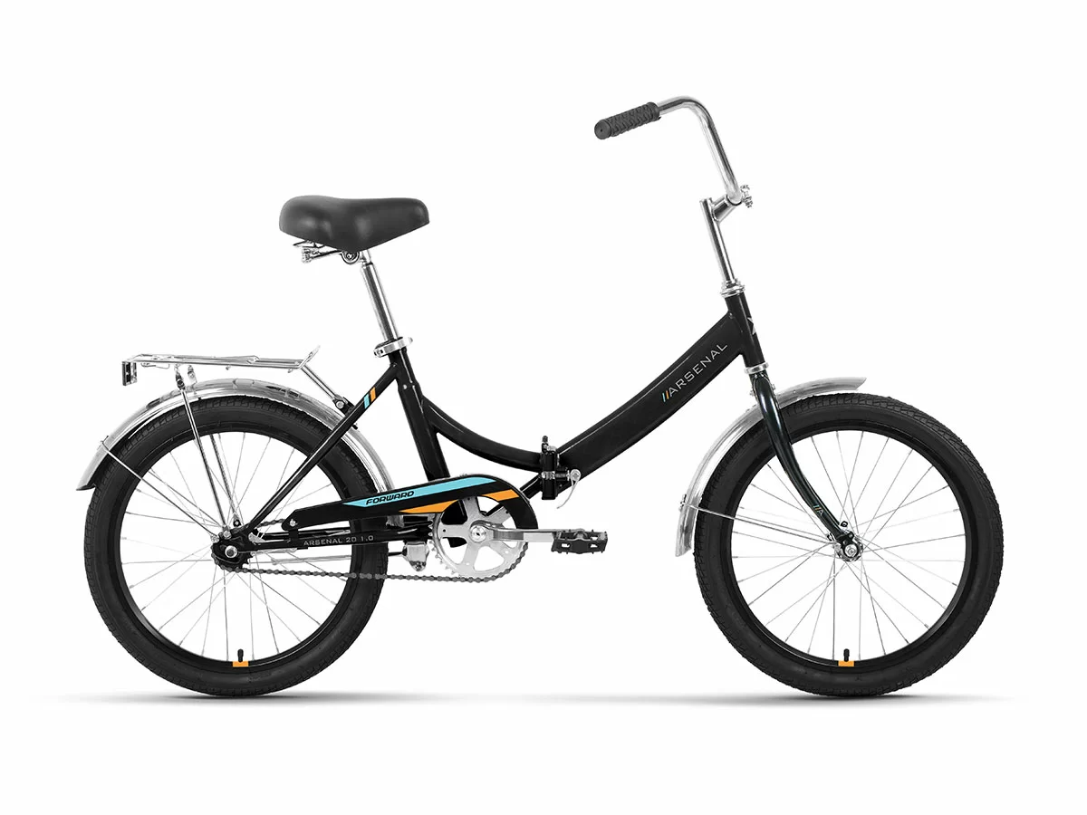 Реальное фото Велосипед Forward Arsenal 20 1.0 скл (1ск) (2022) черный/оранжевый от магазина СпортЕВ