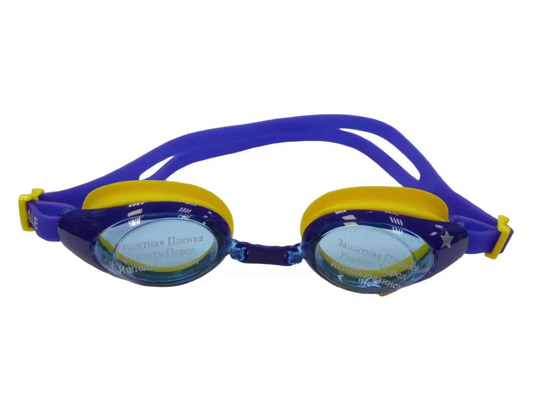 Реальное фото Очки для плавания Whale Y06002(CF-6002) подростковые фиолет-желтый/синий от магазина Спортев