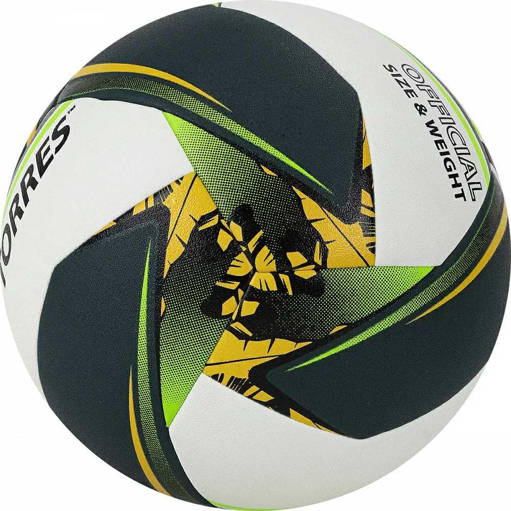 Реальное фото Мяч волейбольный Torres Save р.5 синт. кожа бело-зелено-желтый V321505 от магазина СпортЕВ