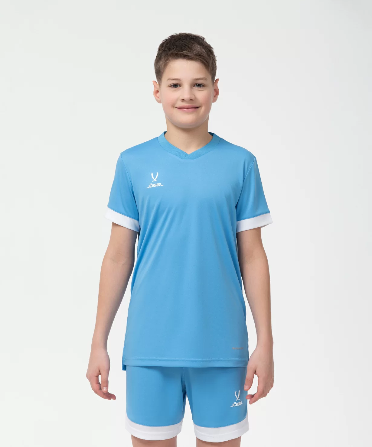 Реальное фото Футболка игровая DIVISION PerFormDRY Union Jersey, голубой/белый/белый Jögel от магазина Спортев