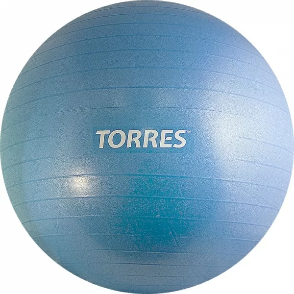Реальное фото Фитбол 75 см Torres ПВХ антивзрыв, с насосом, голубой AL121175BL от магазина СпортЕВ
