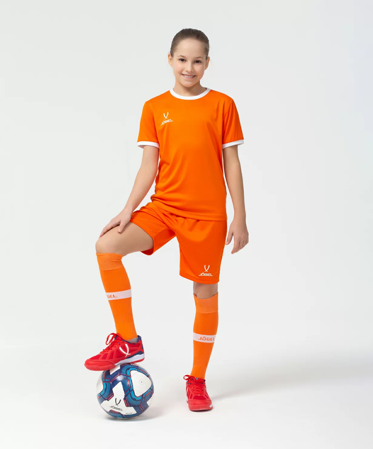 Реальное фото Футболка футбольная CAMP Origin, оранжевый/белый, детский Jögel от магазина Спортев