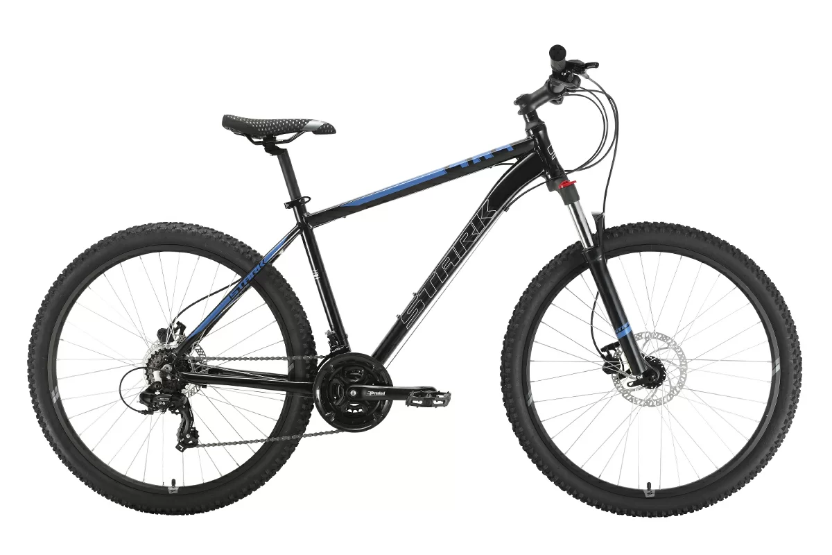 Реальное фото Велосипед Stark Hunter 27.2 HD (2022) чёрный/голубой от магазина СпортЕВ