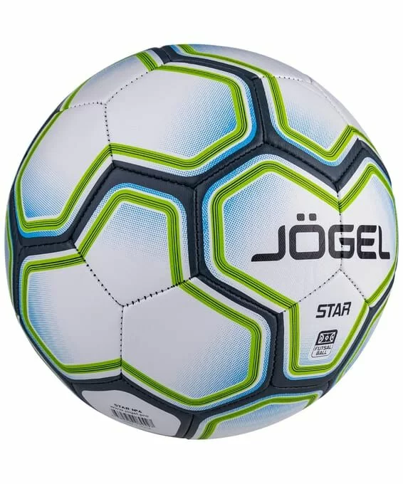 Реальное фото Мяч футзальный Jogel Star №4 белый/синий/зеленый 16948 от магазина СпортЕВ