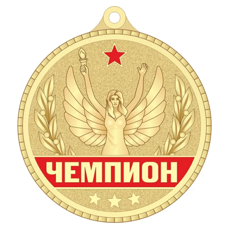 Реальное фото Медаль MZP 309-55/GRD "Чемпион" (D-55мм, s-2мм) латунь от магазина СпортЕВ