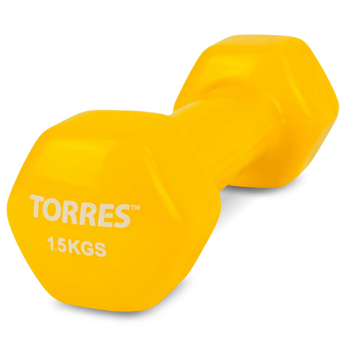 Реальное фото Гантель виниловая 1,5 кг Torres желтый PL522203 от магазина СпортЕВ