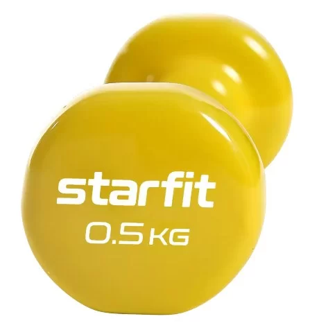 Реальное фото Гантели виниловые 0.5 кг StarFit Core DB-101 желтый (пара) УТ-00020380 от магазина СпортЕВ
