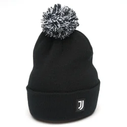 Шапка FC Juventus с помпоном полимерный шеврон черная р.55-58 37306