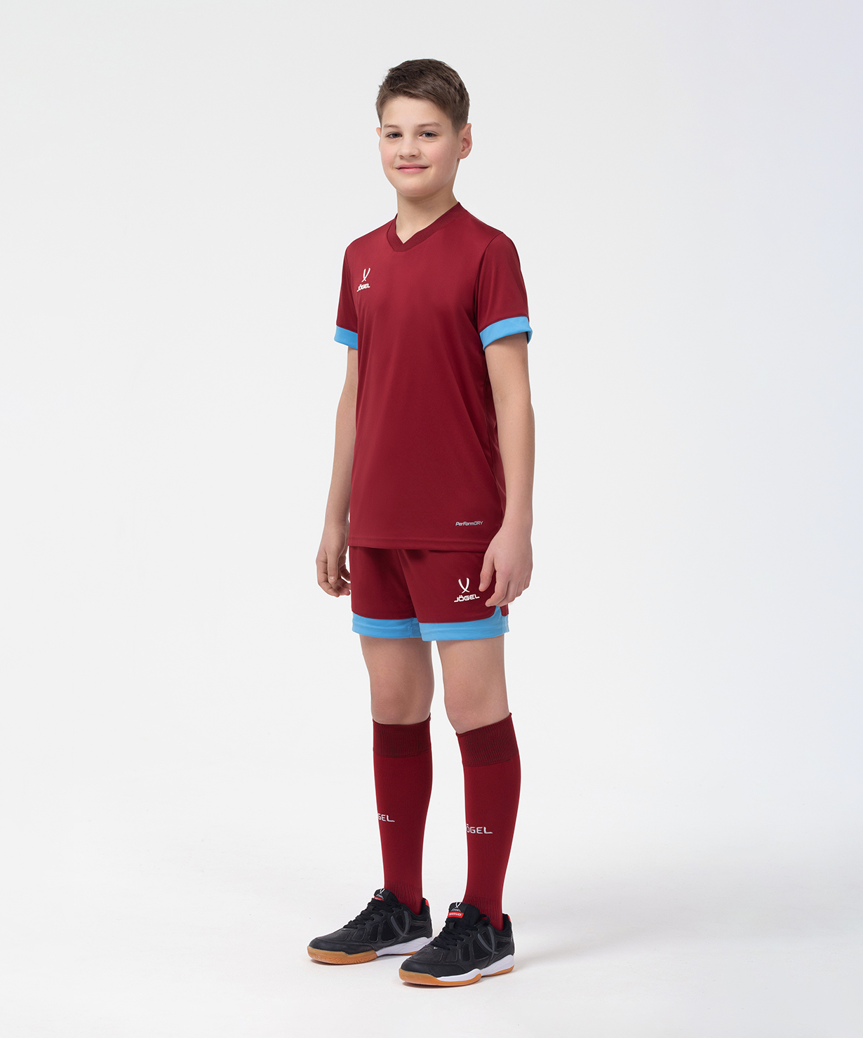 Реальное фото Шорты игровые JÖGEL DIVISION PerFormDRY Union Shorts, гранатовый/голубой/белый от магазина Спортев