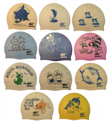 Шапочка для плавания Whale одноцветная с рисунком CAP 701-716