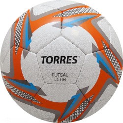 Мяч футзальный Torres Futsal Club р.4 32 п. PU 4 подкл.сл, руч.сш,бел-оранж-сер F31884