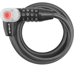 Замок трос 10х1200 мм кодовый 87604 с подсветкой черный 540060