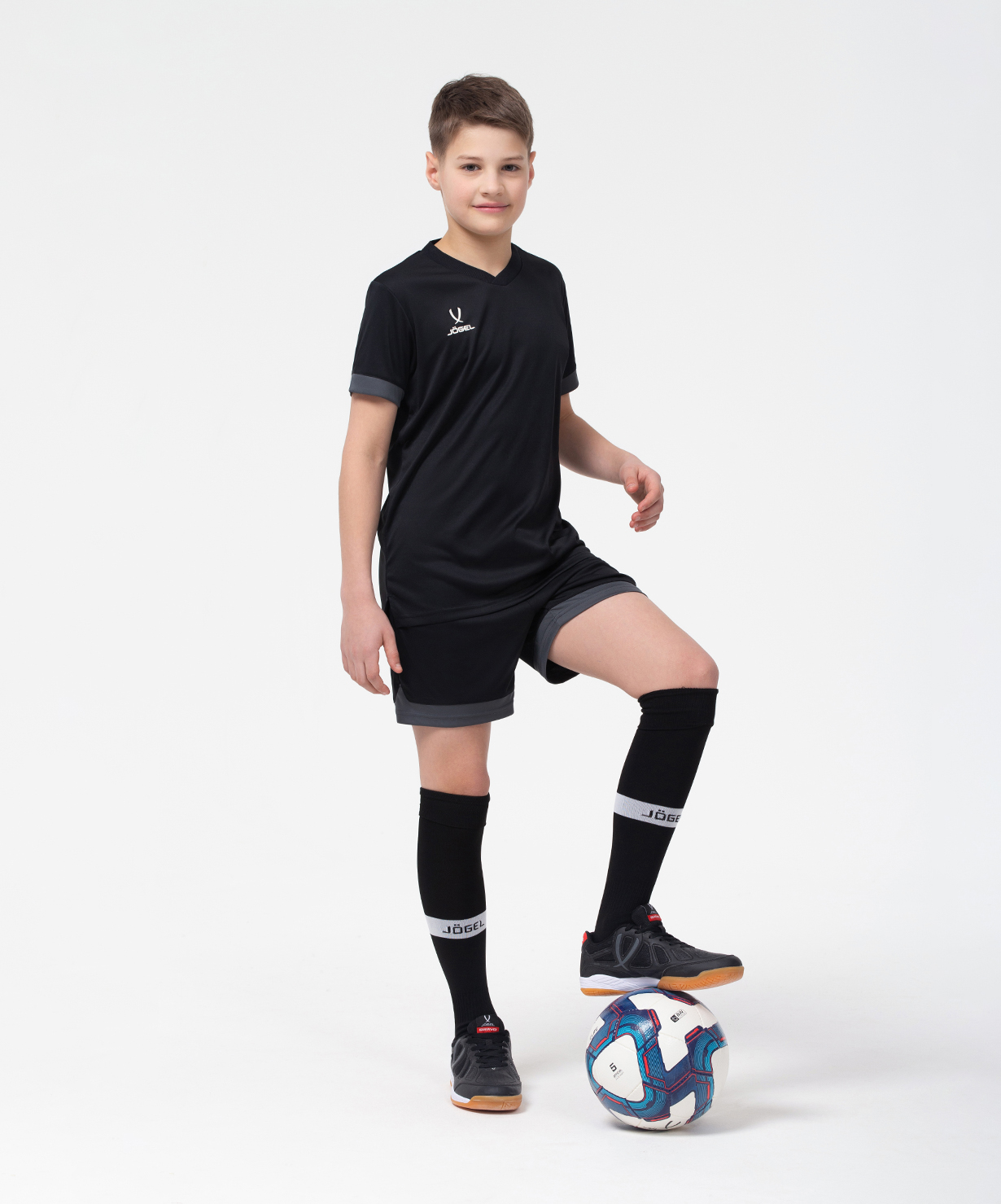 Реальное фото Футболка игровая JÖGEL DIVISION PerFormDRY Union Jersey, черный/темно-серый/белый от магазина Спортев