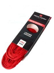 Шнурки хоккейные 274 см с пропиткой TechTeam красные 14929