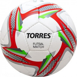 Мяч футзальный Torres Futsal Match р.4 32 пан. PU 4 подкл. слоя бело-серебр-крас. F31864