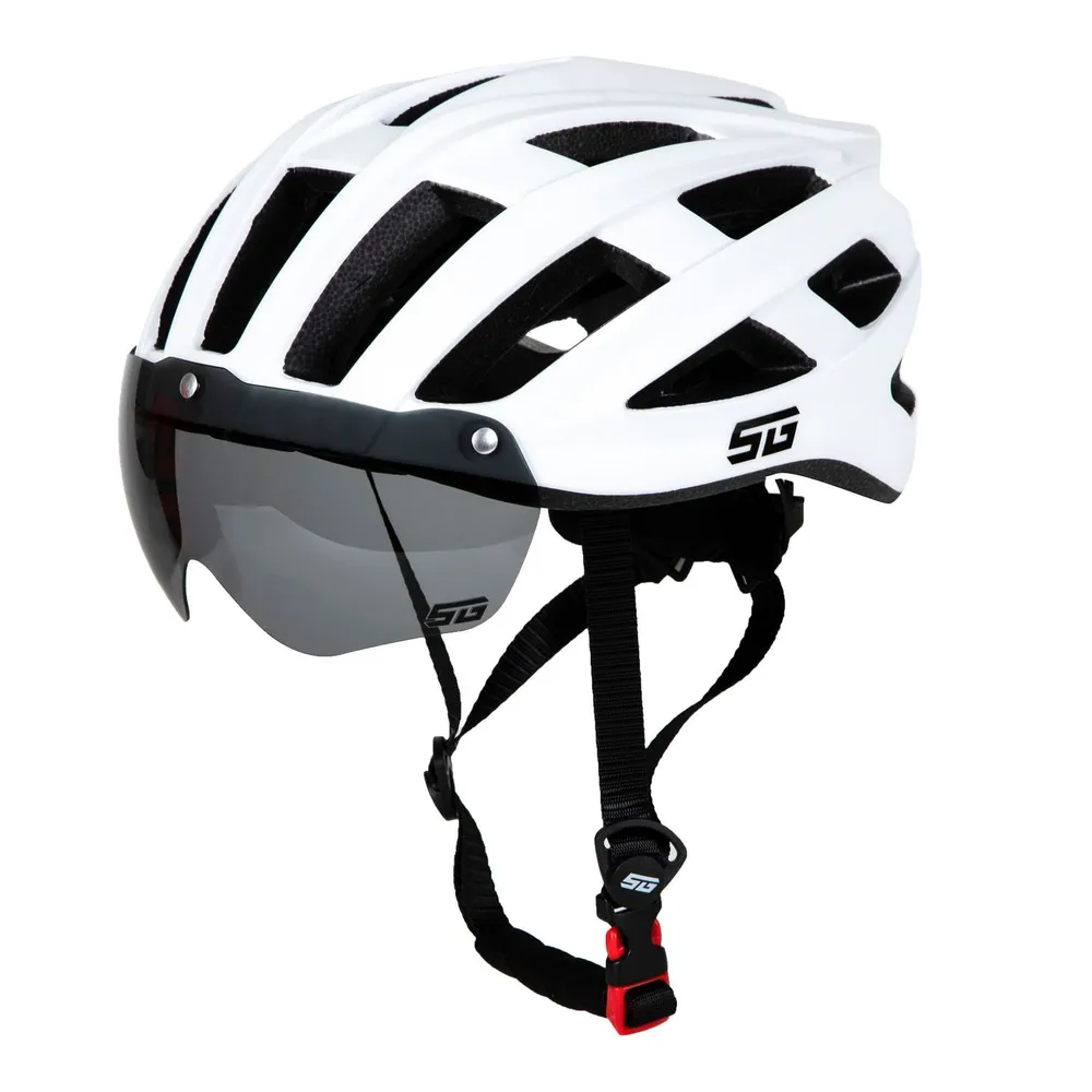 Реальное фото Шлем STG TS-33 с визором и фонарем белый Х112446 от магазина Спортев