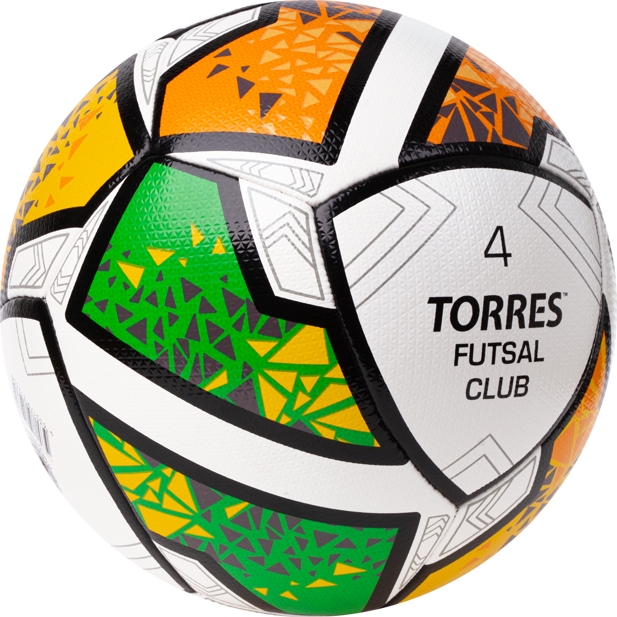 Реальное фото Мяч футзальный Torres Futsal Club №4 10 пан. ПУ бело-зел-оранж FS323764 от магазина Спортев