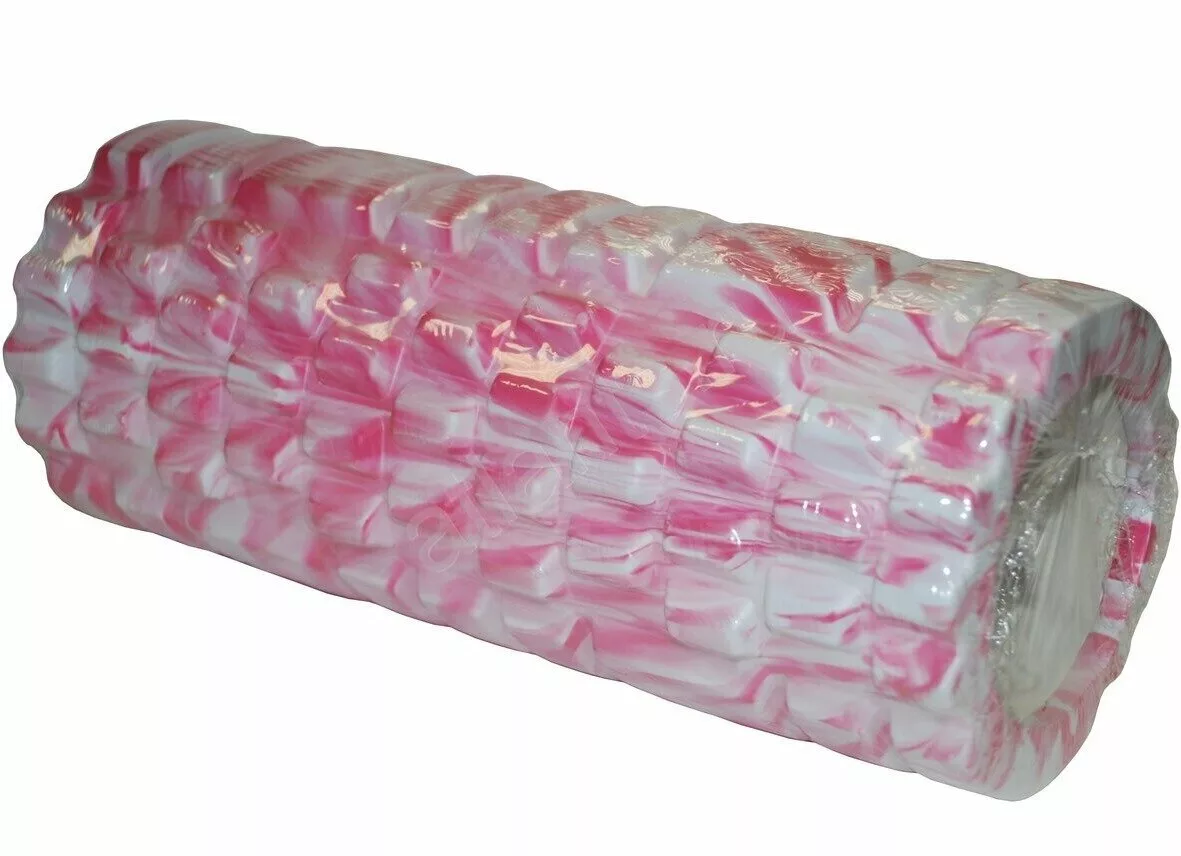 Реальное фото Ролик для йоги 30х13 см YW-6004/30WP белый-розовый/камуфляж от магазина СпортЕВ