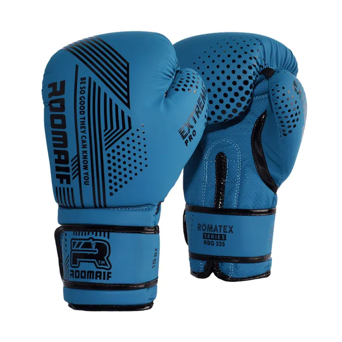Реальное фото Перчатки боксерские Roomaif RBG-335 Dyex синий от магазина СпортЕВ
