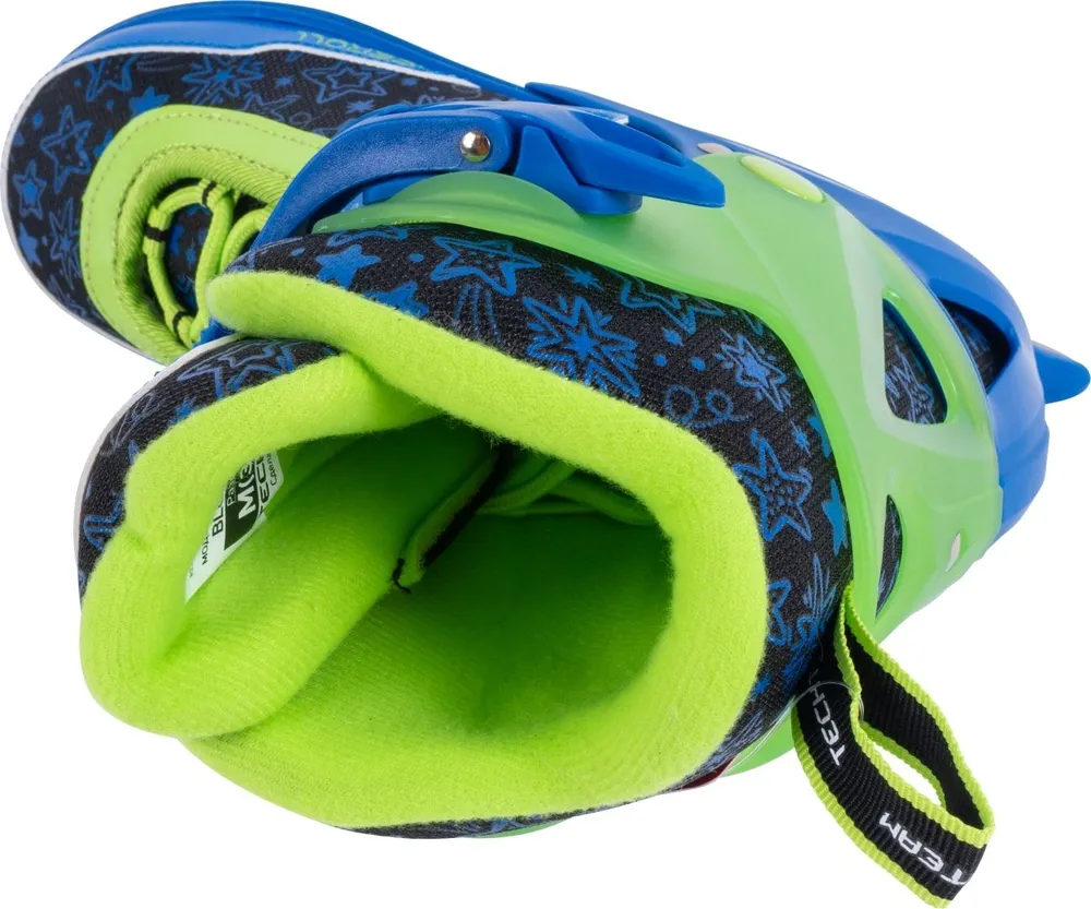 Реальное фото Коньки раздвижные TechTeam Iceroll синий/зеленый от магазина Спортев