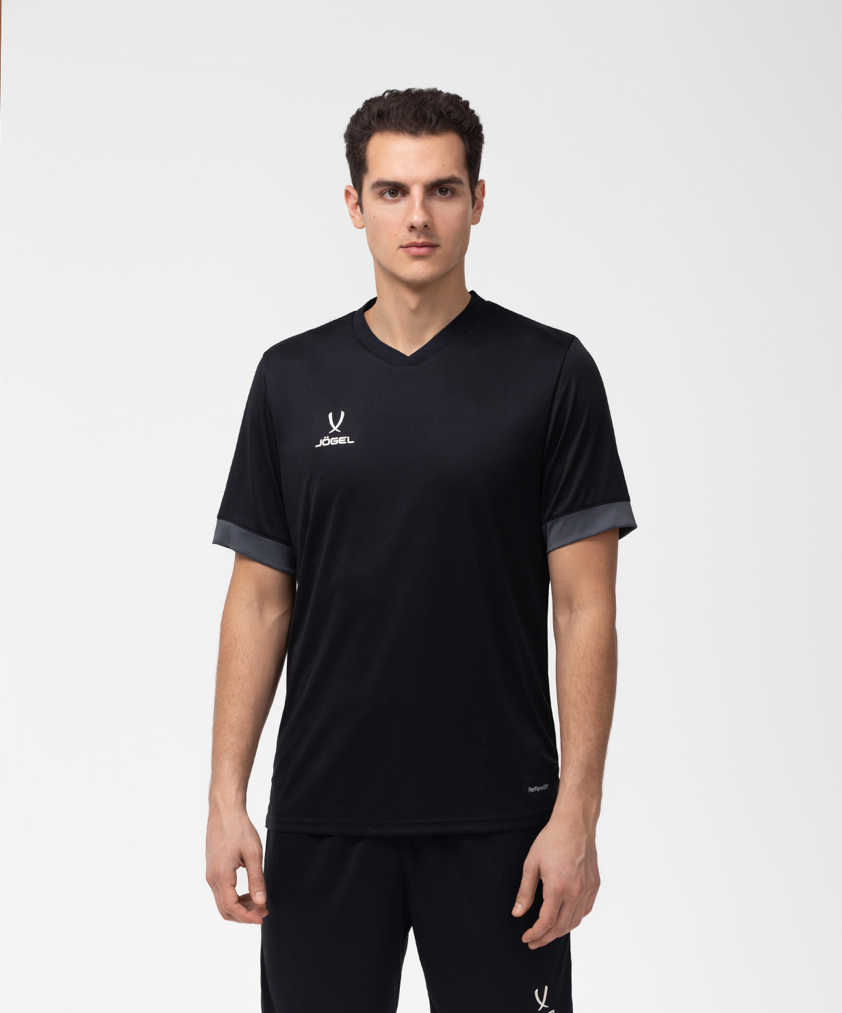 Реальное фото Футболка игровая JÖGEL DIVISION PerFormDRY Union Jersey, черный/темно-серый/белый от магазина Спортев