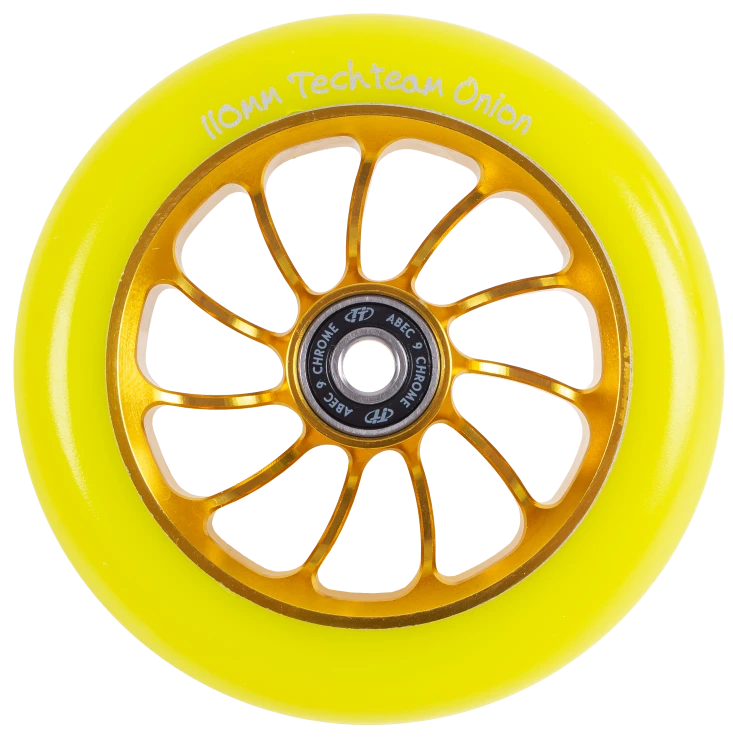 Реальное фото Колесо для самоката TechTeam X-Treme 110 мм Форма Onion желтый от магазина СпортЕВ