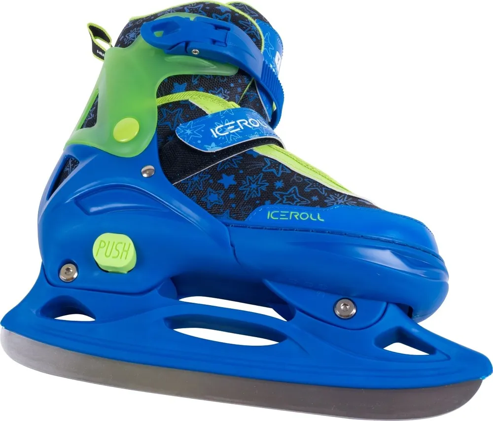 Реальное фото Коньки раздвижные TechTeam Iceroll синий/зеленый от магазина Спортев